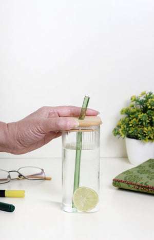 Stylish Glass Tumbler with Wooden Lid (410 ml) EcoEarthOne
