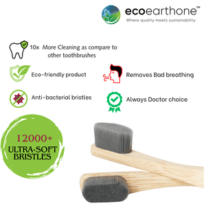 Bamboo Ultra-Soft Charcoal Nano Bristles ( Pack 2 ) Ecoearthone