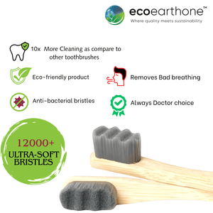 Bamboo Ultra-Soft Nano Bristles toothbrush - wave style ( pack of 2 ) EcoEarthOne