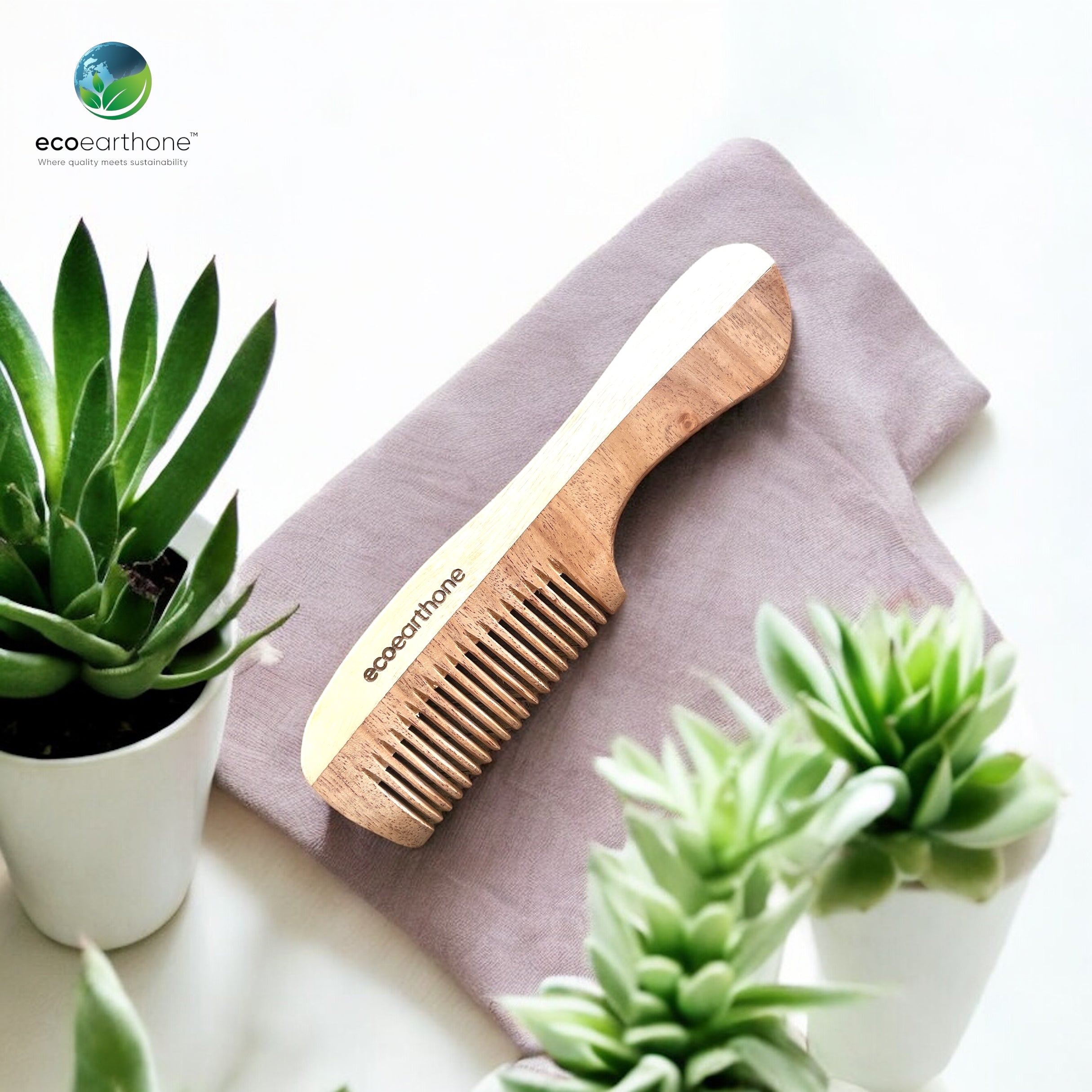 Neem Wood Comb – Handle Comb EcoEarthOne