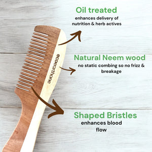 Neem Wood Comb – Handle Comb EcoEarthOne
