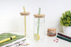 Stylish Glass Tumbler with Wooden Lid (410 ml) EcoEarthOne