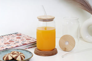 Stylish Glass Tumbler with Wooden Lid (540 ml) EcoEarthOne