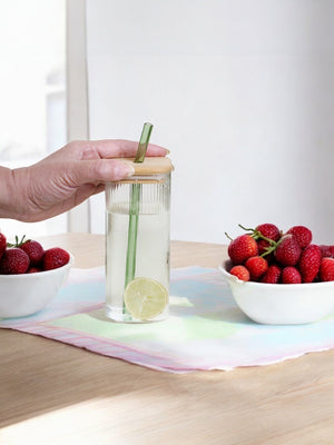 Stylish Glass Tumbler with Wooden Lid (410 ml) EcoEarthOne