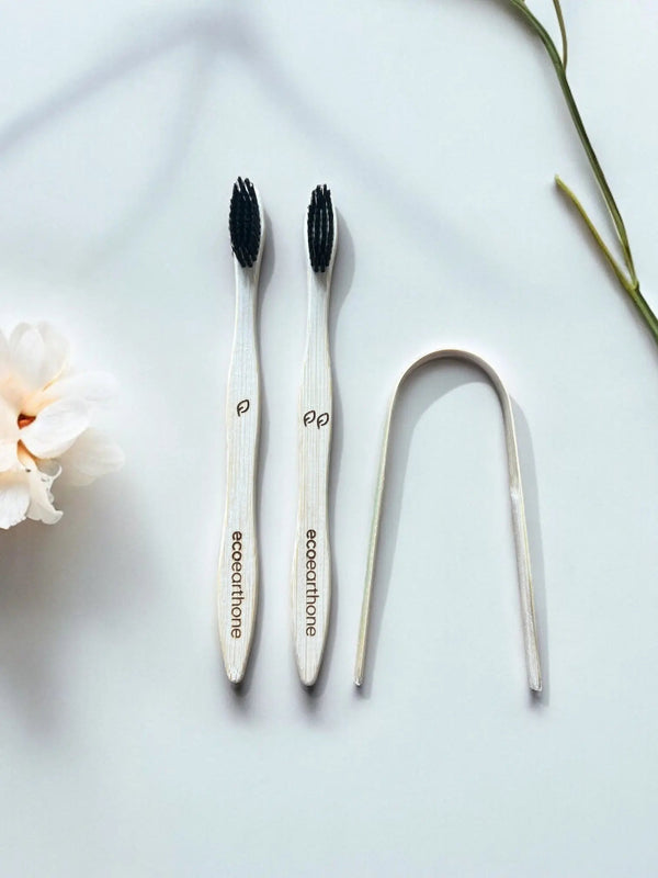 Bamboo Toothbrush (pack of 2) & Tongue Cleaner