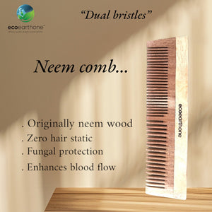 Neem Wood Comb – Duel Bristles EcoEarthOne