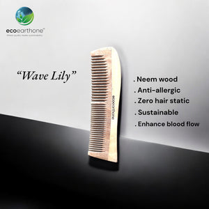 Neem Wood Comb – Wave Lily Comb EcoEarthOne