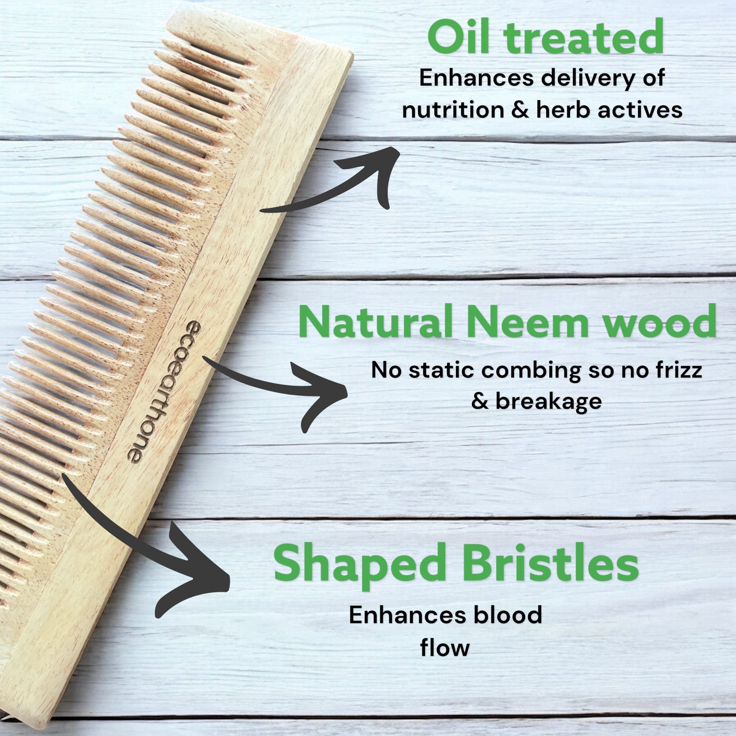 Neem Wood Comb – Plain Lily Comb EcoEarthOne