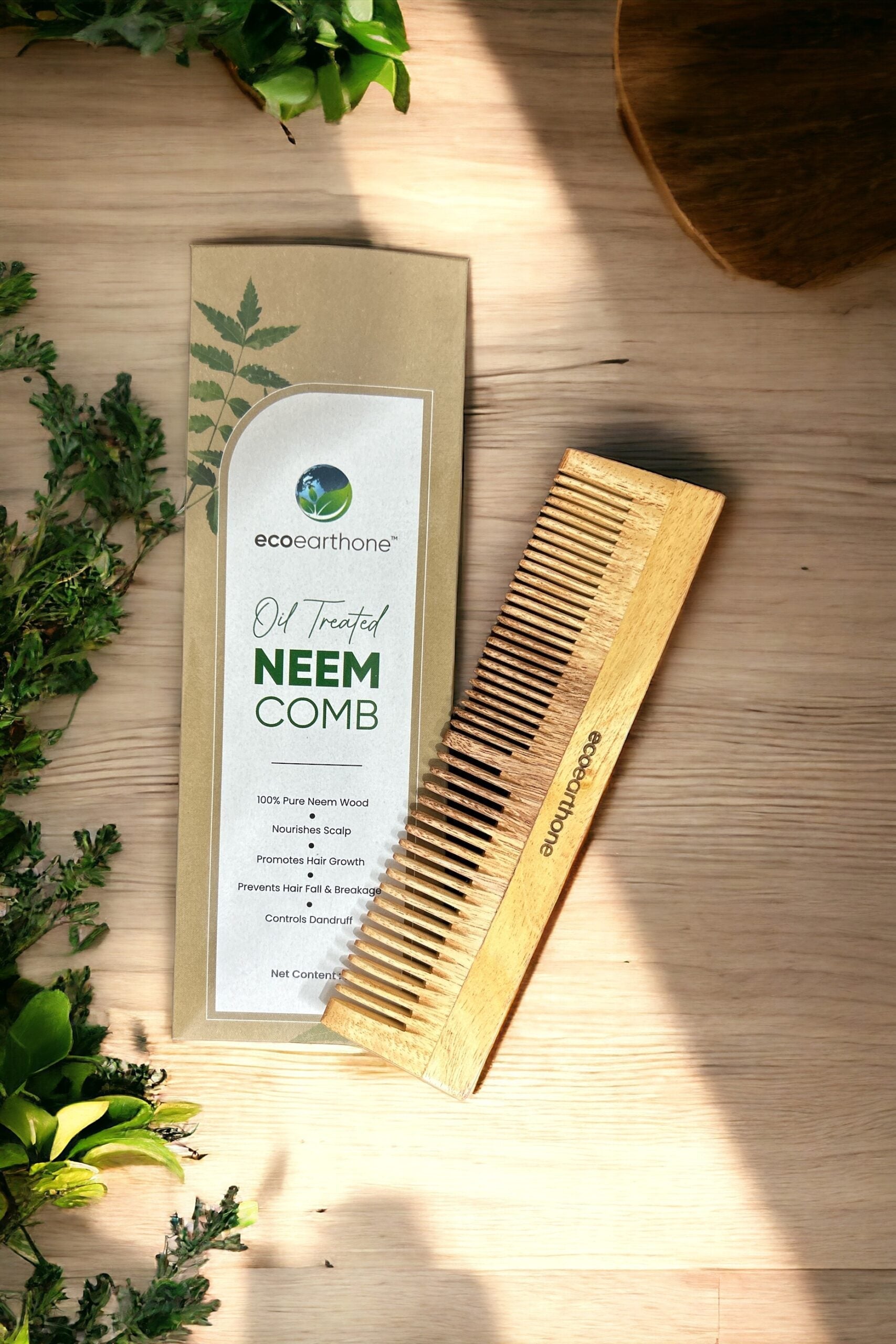 Neem Wood Comb – Duel Bristles EcoEarthOne